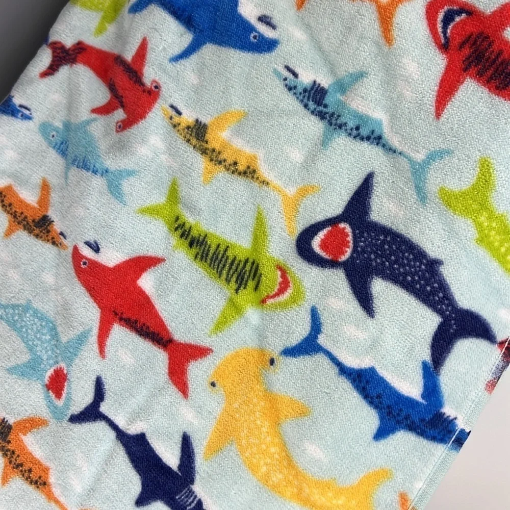 Tommy Bahama Kids Beach Towels Shark Print Multi Color 100% Cotton 2pc NEW